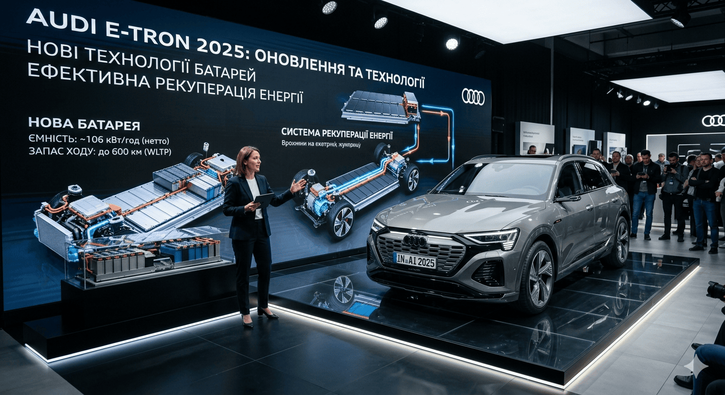 Audi e-tron оновлення 2025: нові технології батарей і рекуперації енергії